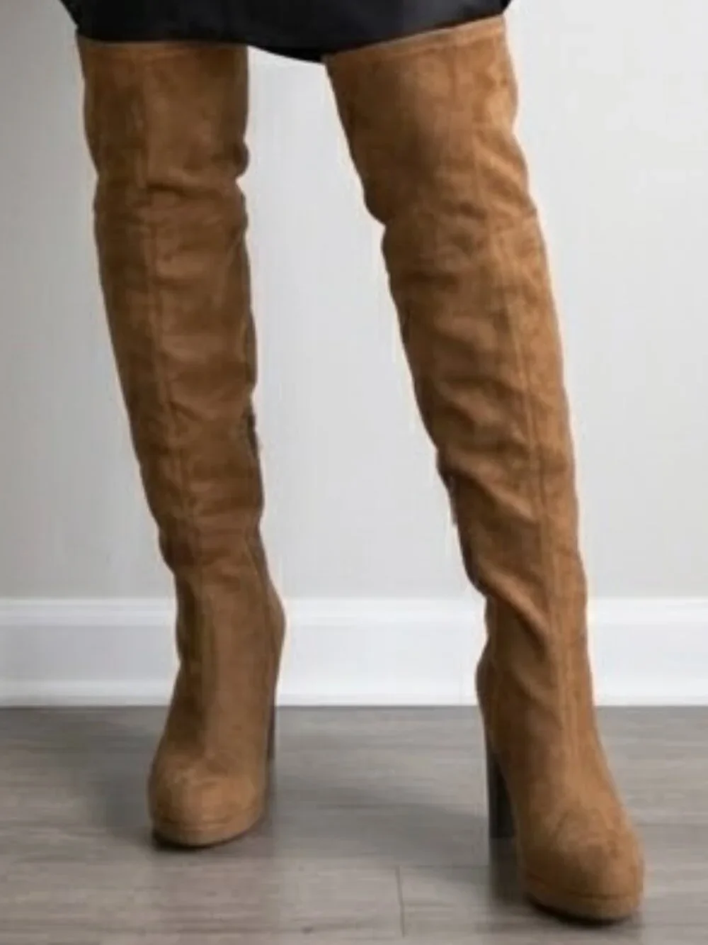 NEW JustFab Iman Tan Brown Suede Over-the-Knee Heel Boots Womens Size 10